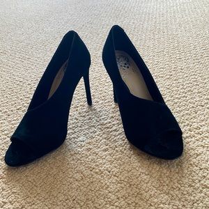 Never worn, with price tag Vince Camuto black suede pumps. Size 7.5.